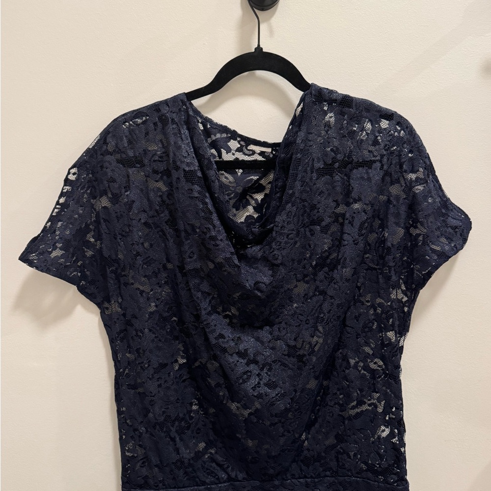 Express Navy Lace Top
